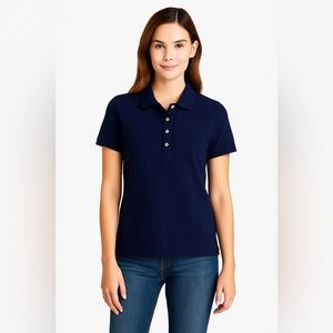 J.Crew Women’s Navy Polo Shirt S Collared Stretch Cotton Blend Top NWT